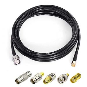 Superbat Câble SMA BNC 5m SMA Mâle à BNC Mâle RG58 Câble Antenne TV avec Kit de 5 Adaptateurs SMA vers BNC 50Ohm pour Antennes Réseau Sans Fil WiFi Radio Antenne Externe (Wlaniot, neuf)