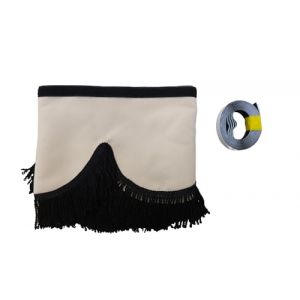 KramTruck Rideau de camion avec pompons - Pare-soleil pour camion, Protection solaire pour toutes les marques de camions (beige clair, pompons noirs) (KRAM-TRUCK Poland, neuf)