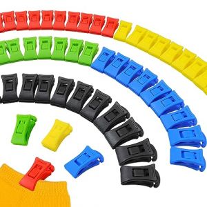 Lot de 50 pinces &agrave; chaussettes pour machine &agrave; laver et s&egrave;che-linge - Mini pinces &agrave; linge avec crochets - Trieur de chaussettes pour machine &agrave; laver (multicolore) (LYMSHINE, neuf)