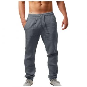 Pantalon Lin Homme &eacute;T&eacute; Chic avec &eacute;Lastique &agrave; La Taille Pantalons Toile V&ecirc;tements De Sport pour Pantalon Tendance Jogging Large Pantalons De Travail Sport Cargo Salopette Homme (LIMUPIN PantalonPro, neuf)