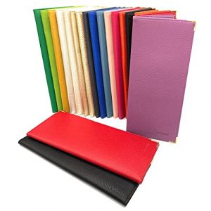 Charmoni - &eacute;tui Pochette Porte ch&eacute;quier Longue - Porte Carte cr&eacute;dit, Billet - Talon &agrave; Gauche - en Cuir (Cuir, Orange) (Charmoni, neuf)