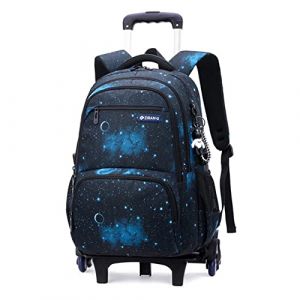 ANSIEDIO Cartable a Roulette Garcon Fille, Cartable à Roulettes Sac à Dos à Roulettes Bagages Enfants Sac de Voyage (Bleu Étoilé) (ANSIEDIO, neuf)