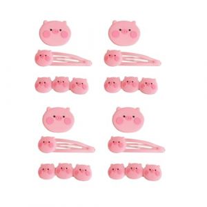 FIXOSHEE Lot de 12 Barrettes Cheveux en Alliage de Zinc et R&eacute;sine, &Eacute;pingles &agrave; Cheveux Rose Cochon Dessin Anim&eacute; pour Fille, Clips Cr&eacute;atifs Multi-tailles pour Coiffure Gar&ccedil;on et Filles, (Jiingsq, neuf)