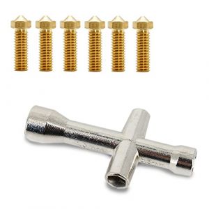 Lot de 6 buses officielles Volcano 0,8mm en Laiton + cl&eacute; en croix adaptable 7mm / 5,5mm de diam&egrave;tre : Kit pour remplacement de buse imprimante 3D FDMes Laiton (0.8mm x 6) (3D-EXPERT, neuf)