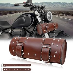 DREAMIZER Sacoche Guidon Moto, Sac à Outils de Fourche Avant Universal Motorcycle, Roll à Outils de Moto en Cuir Vintage (DREAM AUTOPARTS, neuf)