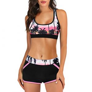 Maillots Deux Pièces Femme Maillot De Bain Gainant Ventre Plat Haut Bustier Shorty Grande Taille Sexy Haute Transbronzant Regle Push Up Bas Retro Short Bikini 2 Ensemble Bandeau Tankini # (ZJsz, neuf)