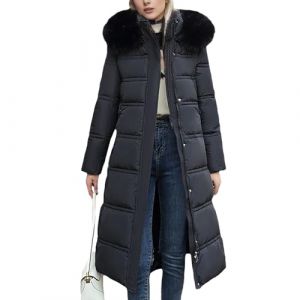 tinbarry Femme Longue Manteau Doudoune Manteau D'hiver Avec Capuche Manteau &eacute;pais Matelass&eacute; Parka Chaude Coupe-vent Avec col En Fourrure Manteau Zipp&eacute; Hiver (Ruidian8, neuf)