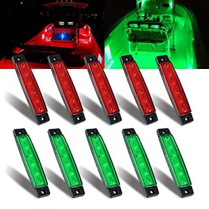MUSTACT 10 pi&egrave;ces Feux de Navigation pour Bateau, 12V &eacute;tanche Marine LED Feux, LED Lumi&egrave;re Voile Lumi&egrave;re d'arc Lat&eacute;rale de Port de Signal pour Bateau Yacht (rouge+vert) (Bevony, neuf)