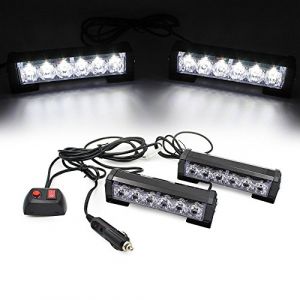 Triclicks 2 * 6 LEDs Feux de Pénétration Lumière Stroboscopique Eclairage Clignotant à 9 Modes pour Voiture Camion Véhicule SUV Lampe pour Avertissement Urgence Secours Travaux DC12V (houndsports, neuf)
