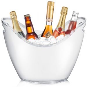 8L Seau à Glace de Champagne, Seaux à Glace Acrylique de Grande Capacité, Seau à Vin, Seau à Champagne, Conteneur de Stockage de Fruits et Légumes (white001) (LiuYuan兮越商贸, neuf)