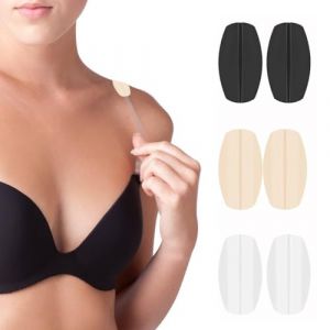 KEQAR Lot de 6 Coussins Anti-Glisse en Silicone pour Bretelles de Soutien-Gorge – Soulage les Douleurs, Protège Épaules, Accessoire Femme (Blanc, Chair, Noir) (APENGPENG, neuf)