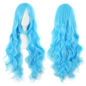 RiRaku Anime Cosplay Perruque Nefeltari Vivi Blue Curly Long Halloween Costume Cosplay Perruque,pour F&ecirc;te Carnaval No&euml;l (ZouPingPengQiJianZhuGongChengYouXianGongSis, neuf)