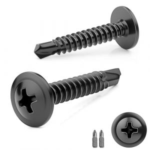 sturiz Lot de 150 vis autotaraudeuses, noires, 4,2 x 13 mm, en acier inoxydable 410, cruciformes, à tête fraisée auto-foreuse, pour acier et bois, avec 2 embouts (RUNZEYUNKEJI, neuf)