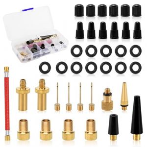 Embout pompe vélo 41 pièces, adaptateur valve presta et schrader, embout gonflage vélo avec ballnadel, cône et adaptateur gonflage pneu vélo, embout de universel pour matelas, ballons, compresseur (XiaoXiangJueXin, neuf)