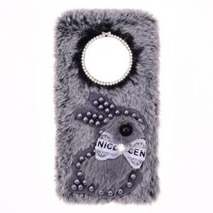 YKTO &Eacute;tui Peluche Fourrure Lapin Coque Honor 7X Coque Souple Dessin Anim&eacute; Fille Noeud Perle Lapin Velours Coque Souple Peluche Fausse Fourrure Coque Honor 7X,Lapin Gris Perle (YKTO, neuf)
