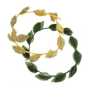 YARNOW 2 Pièces Couronne de Dorées et Vertes Accessoires Cosplay et Confortables Coiffe Laurier Romaine pour Fête et Déguisement (Karrymao, neuf)