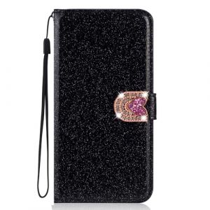 BLOTECH Coque pour Huawei P Smart 2019,Paillettes Glitter Etui en Cuir PU Portefeuille Antichoc Flip Case Housse avec Fentes de Cartes pour Huawei P Smart 2019 Strass Amour Boucle Pochette - Noir (Bolong, neuf)