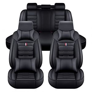 Jialuode Housses de Si&egrave;ge de Voiture, Protections de Si&egrave;ge Auto 5 si&egrave;ges, PU Cuir Housses de Si&egrave;ge Auto-Universel avec Appui-t&ecirc;te, M51 Noir (maiduoshen123, neuf)