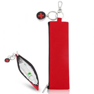 Pochette M&eacute;dicaments Isotherme avec Pendentif Croix Rouge - Sac Compact Epipen avec Mousqueton pour Voyage, Avion, &Eacute;cole - Trousse de Secours Rouge pour Enfants, Diab&eacute;tiques, Allergies (caixianli, neuf)