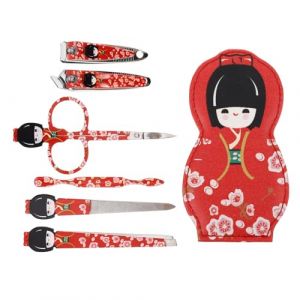 MUSISALY Kit de Manucure de Voyage 6 Pi&egrave;ces en Acier Inoxydable Rouge Pince &agrave; Ongles Multifonction pour Soins des Mains et Pieds Coupe-Ongles et Outils de P&eacute;dicure (YangF, neuf)