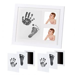 Cadre Empreinte Bébé Encre avec tampon d'encre Clean-Touch, Cadre Déco Cadeau Original Naissance, Kit Empreinte Chien, Cadre Empreintes Main et Pied Bébé Garcon Filles pour nouveau-né (Blanc) (SUNNE FR, neuf)