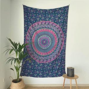 MOMOMUS Tapis/Drap/Tapisserie Murale Mandala – 100% Coton, Couleurs Vives, Style Oriental – Tenture Murale Mandala, Toile Murale et Tissu Mural Décoratif - Lilas, 135 x 210 cm (TRESMESTRES HOME, neuf)