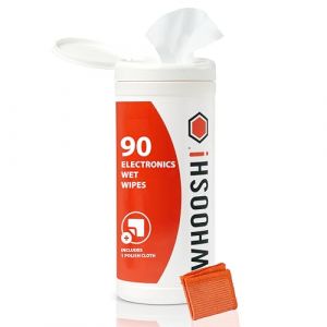 WHOOSH! Lingettes Nettoyantes Écran 90 Unités Pour Nettoyage Écran TV Lunettes Voiture Ordinateur Portable Avec Chiffon Microsuede Sans Peluches Non Abrasif Finition Sans Traces Nettoyant Écran (sbsupply, neuf)