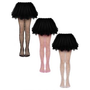 Geyoga 3 Collants Résille Scintillants Fille Collants à Paillettes en Strass(M, 125-160 cm,Noir, Rose, Blanc) (Choiceceen, neuf)