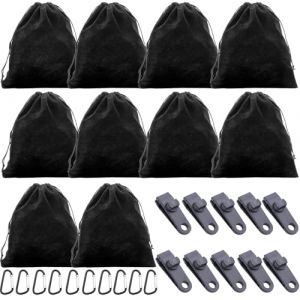 PWGHWG Sac de Poids Portable pour Rideaux de Tonnelle en Plein Air, Sac de Lestage de Nappe avec 10 Sacs de Poids et 10 Mousquetons, 10 Clips, Convient pour Fixer des Tentes, des Nappes (JESXJ, neuf)