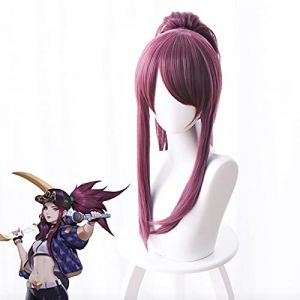 Perruque pour le jeu Kda Akali Cosplay Wigs Style The Rogue Assassin Women Hair Explosion Turn Tail Horse Halloween Christmas Wigs (Muchenjiamaoyidian, neuf)