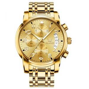 OLEVS Montres en acier inoxydable pour homme, montre-bracelet de luxe &agrave; quartz pour homme, montres &eacute;tanches et lumineuses avec date en diamant pour homme, montre &eacute;l&eacute;gante et classique noire/bleue (XING LINGYU, neuf)