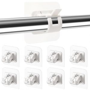 KIRZAX 8 Pi&egrave;ces Support Tringle Rideaux sans Percage, Crochet Rideau Adhesifs,Supports pour Tringles &agrave; Rideaux Auto-Adh&eacute;Sifs,Support Am&eacute;Lior&eacute; Rideaux,pour la Maison, la Salle de Bain(Blanc) (VLAD SHOP ADV, neuf)