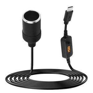 Lumitrex 1,2M C&acirc;ble Convertisseur USB C M&acirc;le vers Allume Cigare Femelle 12V, Tension R&eacute;glable 5V 9V 12V 15V 20V, Adaptateur USB C vers Prise Allume-Cigare pour GPS Cam&eacute;ra Dashcam LED (LiYouZhiXiang, neuf)
