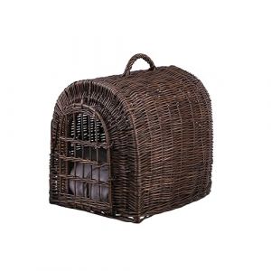 e-wicker24 Cage, Corbeille, Parc, Panier de Transport en Osier pour Chat et Chien, Panier Velo (Brun avec Coussin) (e-wicker24, neuf)