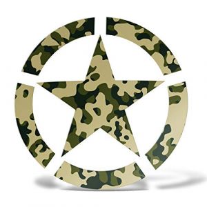 erreinge Sticker Autocollant d'étoile armée Militaire Camouflage Imprimé sur PVC pour Autocollant Peint Auto Moto Casque Camper pour Ordinateur Portable - 10 cm (erreinge, neuf)