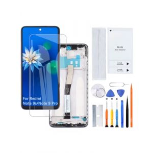 H&LYCYJ &Eacute;cran pour Xiaomi Redmi Note 9s/Note 9 Pro M2003J6A1G M2003J6B2G LCD Kit de remplacement d&rsquo;&eacute;cran（Gris avec cadre） (ForceSquareLine, neuf)