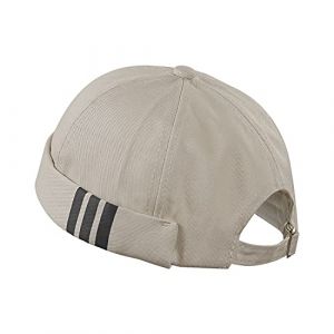 CLAPE Bonnet Docker en Coton pour Homme Neuf Urban Style Bord Roulé rétro Travailleur Marin Casquette sans Visière Unique Street décontracté Brimless Chapeau, Beige / 56-58cm (Réglable) (CLape, neuf)