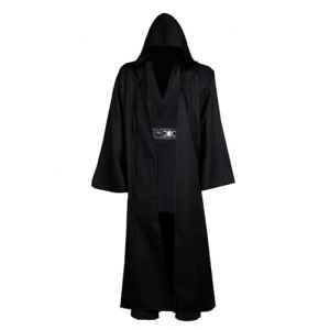 Bichingda Costume de chevalier pour adulte - Tunique &agrave; capuche noire - Cape, robe, veste, chemise, pantalon - Ensemble pour Halloween (hemiss, neuf)