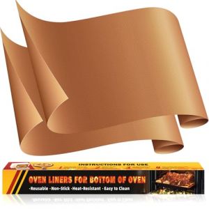 Revêtement de Four en Téflon (Lot de 2) – Tapis de Cuisson pour Four Réutilisables, Grand Tapis de Four Antiadhésif, Feuille de Protection Four – Sans BPA ni PFOA (43 x 64 cm, Couleur Cuivre) (OAZ, neuf)