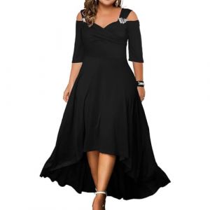 FUNSEED Robe longue d'&eacute;t&eacute; pour femme - Grande taille - Col en V - &Eacute;paules d&eacute;nud&eacute;es - Style boh&egrave;me - Pour plage, f&ecirc;te de mariage, noir, XX-Large (TOWNSHINE, neuf)