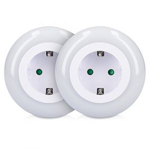 kwmobile 2x Veilleuse LED automatique - Lampe de nuit murale avec prise intermédiaire capteur crépusculaire 3 couleurs - Lumière enfant bébé (SX-Commerce, neuf)