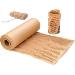 Papier demballage kraft Rouleau d'enveloppe de rembourrage en nid d'abeille ， Papier d'emballage Kraft écologique pour fragile l'emballage de déménagement de papier cadeau（30cm*50m） (XOMAYI1, neuf)