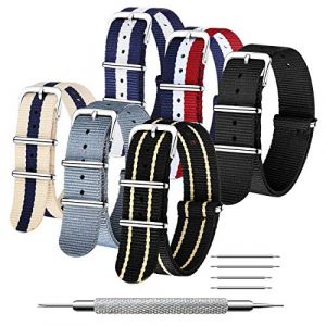 CIVO Strap 6 Packs 18mm 20mm 22mm Bracelets de Montre en Nylon balistique Bracelets Zulu Boucle en Acier Inoxydable avec Barre à Ressort et Outil de Broche de Liaison (CIVO Direct-FR, neuf)