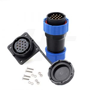 HangTon HE29 Connecteur ext&eacute;rieur circulaire filet&eacute; ext&eacute;rieur &eacute;tanche IP68 m&acirc;le femelle &agrave; souder 4 vis (14 broches 10 A 380 V) (Hangton Connect, neuf)