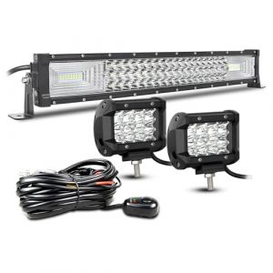 AUXTINGS 56cm 270W 3 rang&eacute;es Barre Rampe LED,2x 10cm Phare de Travail LED 12V Projecteur LED Etanche Feux Antibrouillard LED Feux de Travail Avec c&acirc;blage pour Voiture Camion Tracteur SUV Bateau,IP67 (AUXTINGS-EU, neuf)