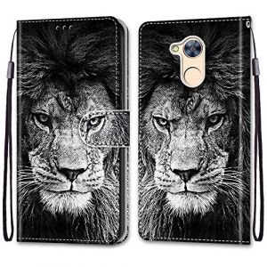 Mo-Somnus Coque pour Huawei Honor 6A, Etui en Cuir PU Portefeuille Housse Coque avec 360 Degr&eacute;s Silicone Antichoc Protection Cover Cuir Pochette Magn&eacute;tique und Flip B&eacute;quille (Lion) (Mo-Beauty EU Store, neuf)