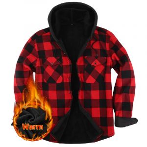 Iris Sprite Chemise &agrave; Carreaux pour Hommes avec Poches Chemise &agrave; Carreaux d&eacute;contract&eacute;e Veste &agrave; Carreaux &agrave; Capuche pour Hommes (Rouge, XXL) (Iris Sprite, neuf)