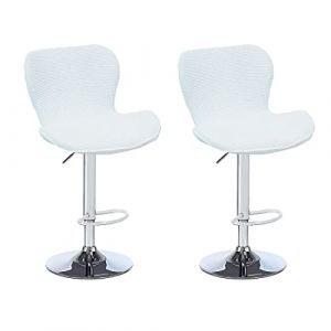 Levoberg 2PCS Housse de Tabouret de Bar Incurv&eacute; Extensible Housse de Chaise de Bar avec Dossier Elastique Couverture Tabouret Haute de Cuisine Blanc (Levoberg-EU, neuf)
