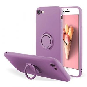 UEEBAI Silicone Coque avec Ring pour iPhone 7 Plus/iPhone 8 Plus, Etui Fin et l&eacute;ger Absorption des Chocs Housse Mince avec Bague 360 Degr&eacute;s Rotation Stand Protection Cover Bumper Case, Violet (UEEBAI, neuf)