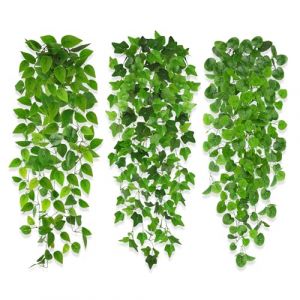 ROLLWAY 3Pcs Fausse Plante Tombante Artificielle Plante Interieur Plante Suspendue Artificielle Verte Lierre Plantes Tombantes Exterieur pour la Maison Jardin Mur Chambre D&eacute;coration (ROLLWEI, neuf)